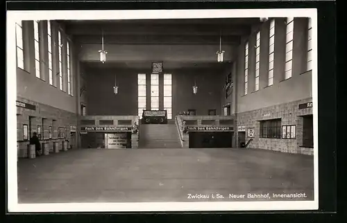 AK Zwickau i. S., Neuer Bahnhof, Innenansicht