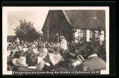 AK Enkenbach, Erinnerung an die Einweihung der Glocken 1920, Bischof mit Gläubigen