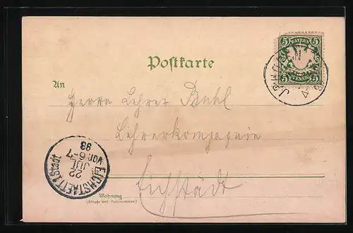 Lithographie Iphofen, Totalansicht mit Malzfabrik, Rödelseer Tor, Mainbernheimer Tor