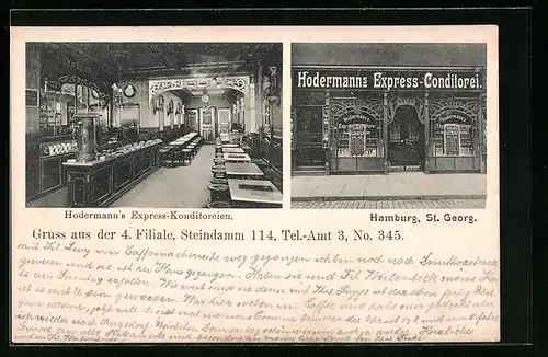 AK Hamburg-St. Georg, Hodermann`s Express-Konditorei, Steindamm 114, Innenansicht