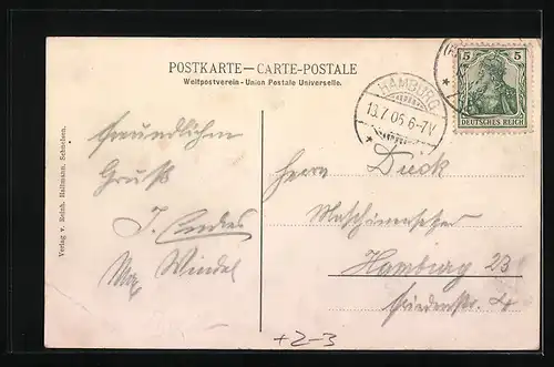 AK Schnelsen, Postbote überbringt einen Brief 1906