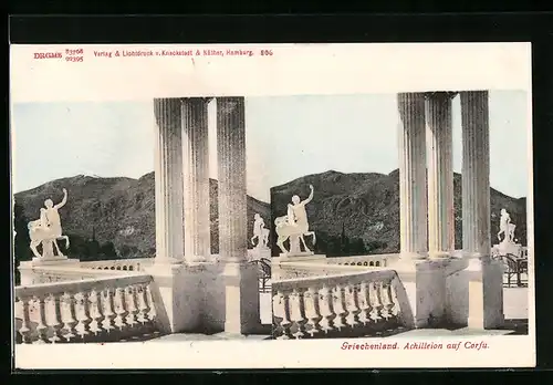 Stereo-AK Griechenland, Achilleion auf Corfu