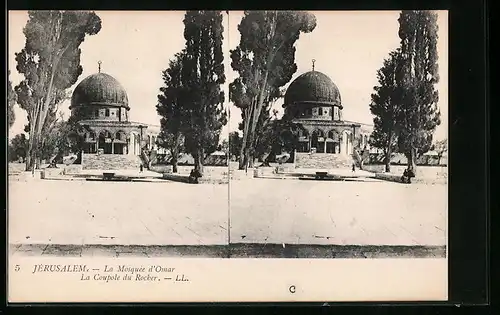 Stereo-AK Jerusalem, La Mosquée d`Omar, La Coupole du Rocher