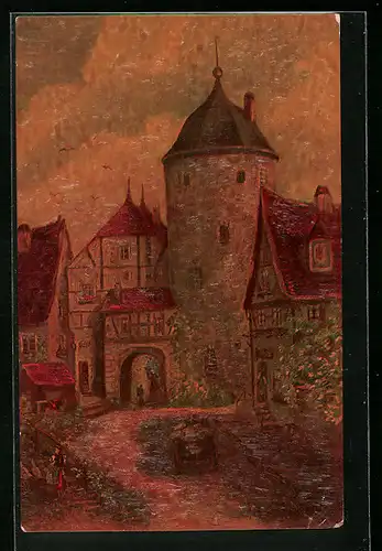 Ölgemälde-Imitations-AK Degi Nr. 1061: Langenburg von Rammelt-Bürger, Partie vom Turturm