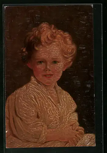 Ölgemälde-Imitations-AK Degi Nr. 510: Guten Morgen, Kind im Morgenmantel