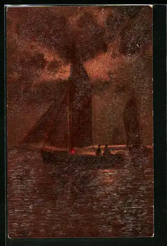 Ölgemälde-Imitations-AK Degi Nr. 387: Fischkutter von Paul Schreckhase