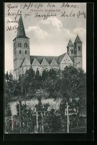 AK Bergheim /Erft, Ansicht der Pfarrkirche, Obstgarten