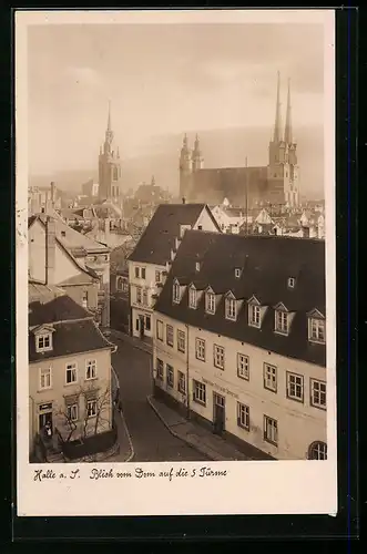 AK Halle a.S., Blick vom Dom auf die fünf Türme