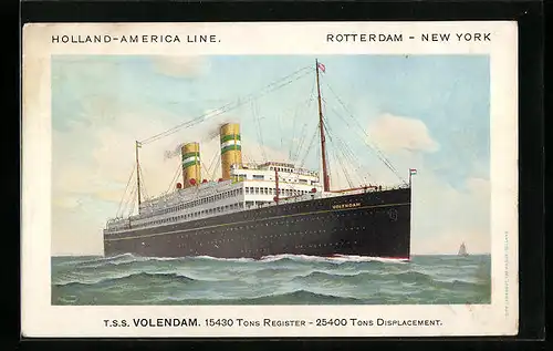 AK Passagierschiff TSS Volendam der Holland-America-Line