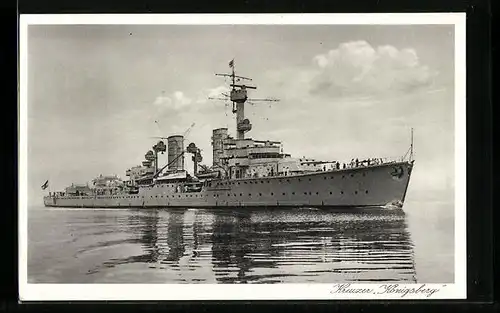AK Kreuzer Königsberg auf See