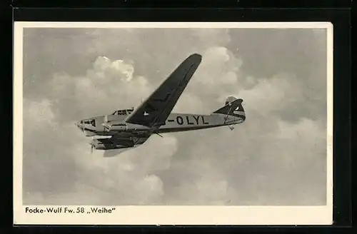 AK Flugzeug Focke-Wulf Fw. 58 Weihe im Flug
