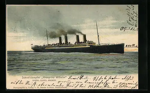 AK Schnelldampfer Kronprinz Wilhelm, Nordd. Llyod Bremen