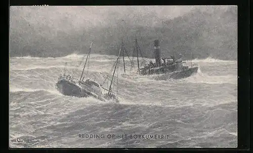Künstler-AK Redding op het Borkumerrif