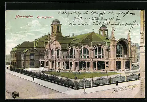 AK Mannheim, Gesamtansicht auf den Rosengarten