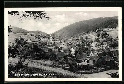 AK Döschnitz /Thür. Wald, Blick auf den Ort in Sommerlandschaft