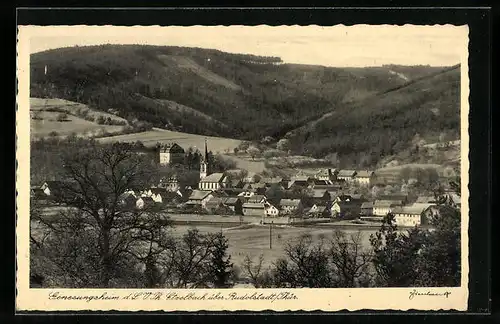 AK Etzelbach in Thür., Ortsansicht mit Genesungsheim d. L. V. Th.