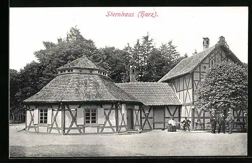 AK Bad Suderode /Harz, Teilansicht auf das Sternhaus mit Besuchern