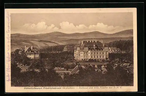 AK Friedrichsbrunn im Ostharz, Kurhaus und Villa Frische des D.H.V.