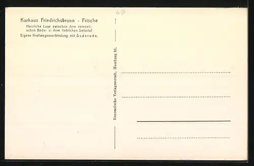 AK Friedrichsbrunn /Ostharz, Kurhaus-Frische