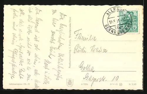 AK Allrode i. Harz, Teilansicht der Ortschaft aus der Vogelschau