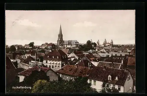 AK Aschaffenburg, Blick über die Dächer der Stadt