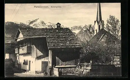 AK Partenkirchen, Ballengasse mit Blick zur Kirche