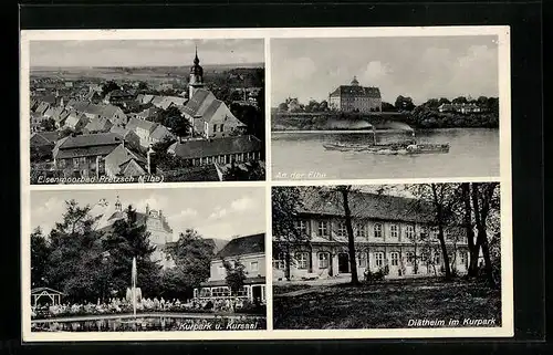 AK Pretzsch /Elbe, Partie an der Elbe, Diätheim im Kurpark