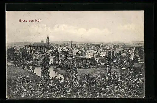 AK Hof, Ortspartie mit Fluss