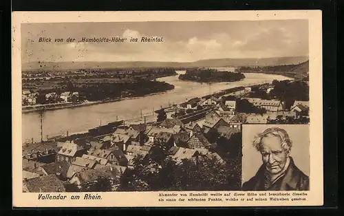 AK Vallendar am Rhein, Blick von der Humboldts-Höhe ins Rheintal