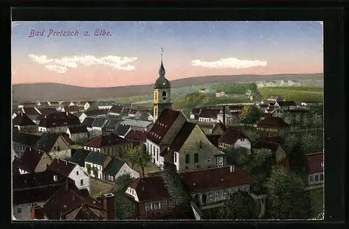 AK Bad Pretzsch a. Elbe, Ortsansicht mit Kirche