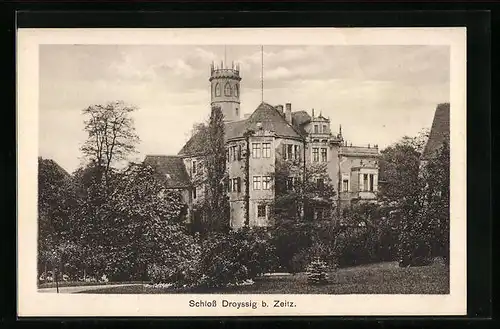 AK Droyssig b. Zeitz, Schloss mit Garten und Turm