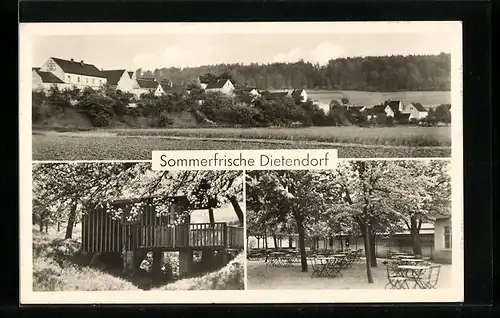 AK Dietendorf, Ortsansicht, Gasthof Zu den drei Linden Aussenbereich
