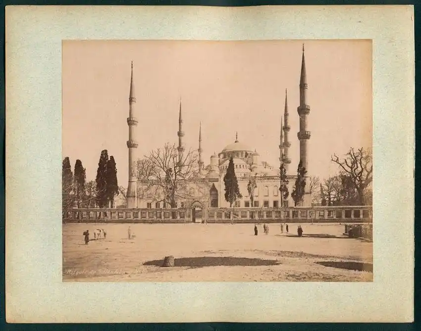Fotografie Guillaume Berggren, Ansicht Istanbul, Mosquée du Sultan Achmed, Sultan Ahmed Moschee, Minarette 0