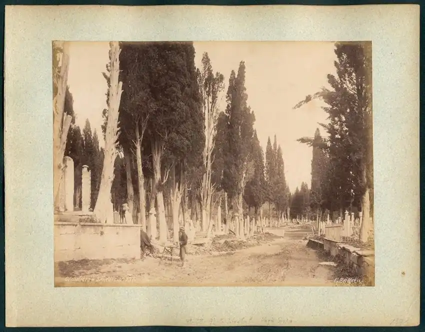 Fotografie Guillaume Berggren, Ansicht Istanbul, Mosquée du Sultan Achmed, Sultan Ahmed Moschee, Minarette 1