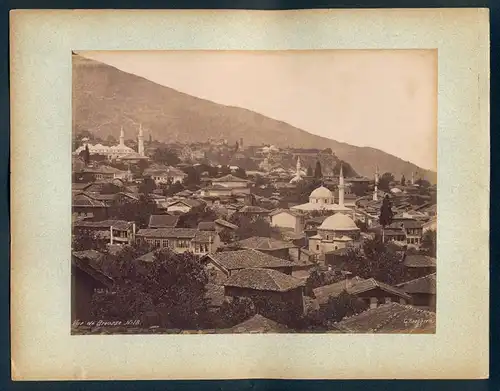 Fotografie Guillaume Berggren, Ansicht Bursa / Brousse, Vue de Brousse, Blick über die Dächer mit Minaretten