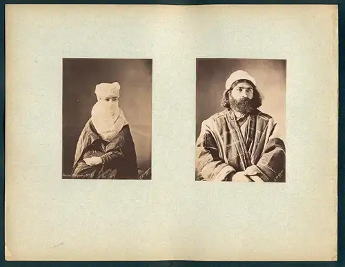 Fotografie Guillaume Berggren, Dame Turque et Derviche Hurleur, Türkin im Niqab und heulender Derwisch