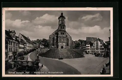 AK Schwäb. Hall, Marktplatz mit Michaeliskirche