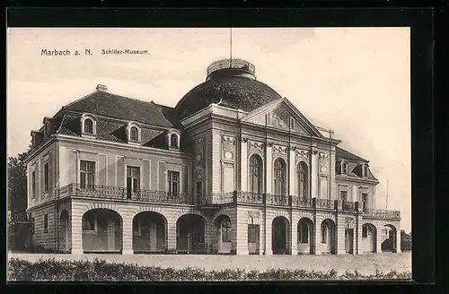 AK Marbach a. N., vor dem Schillermuseum