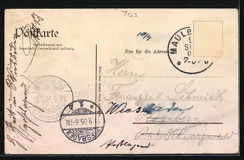 AK Maulbronn, Innenansicht vom Kloster mit Nonne