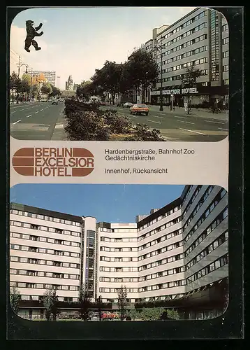 AK Berlin, Hardenbergstrasse, Bahnhof Zoo, Gedächtniskirche, Innenhof des Excelsior Hotel