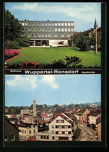 AK Wuppertal-Ronsdorf, Rathaus und Stadtmitte