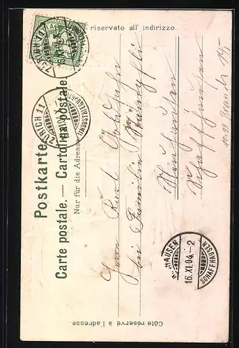 Lithographie Paar in Appenzeller Trachten