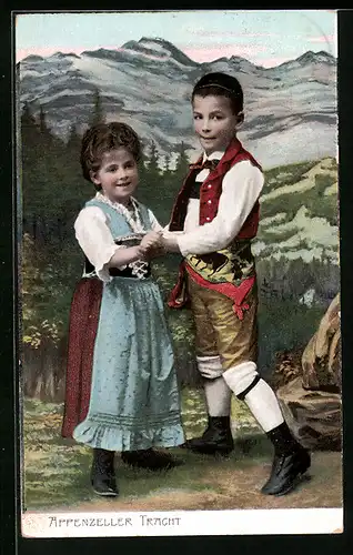 AK Kinder in Appenzeller Tracht beim Tanz