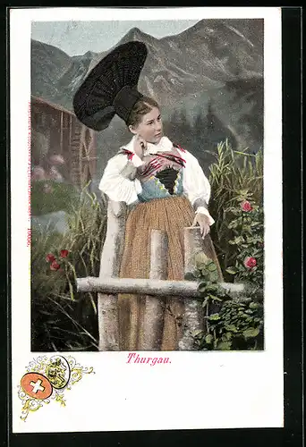 AK Junge Frau in Thurgauer Tracht