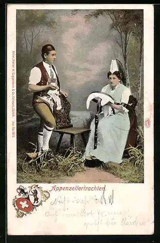 AK Mann und Frau in Appenzellertrachten