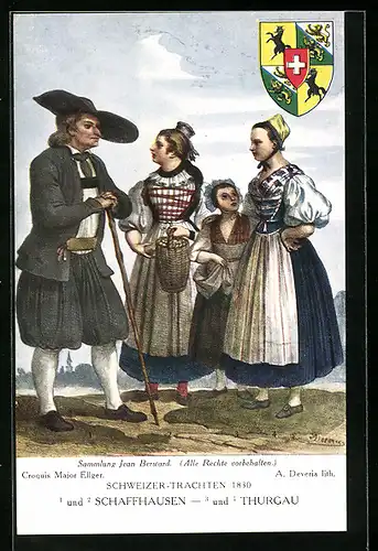 AK Mann und Frauen in Trachten aus Schaffhausen und Thurgau