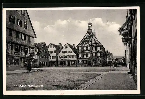 AK Gaildorf, Marktplatz mit Geschäft Metzger Windmüller