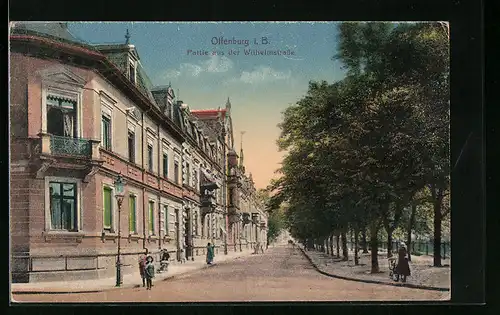 AK Offenburg i. B., Partie aus der Wilhelmstrasse