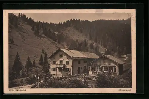 AK Immenstadt, Gasthaus Almagmach aus der Vogelschau