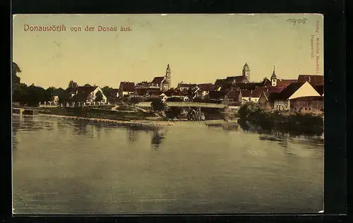 AK Donauwörth, Ortsansicht von der Donau aus